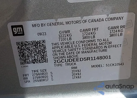 2024 Chevrolet Silverado 1500 4Wd Short Bed Rst from USA, damaged, VIN 2GCUDEED5R1148001